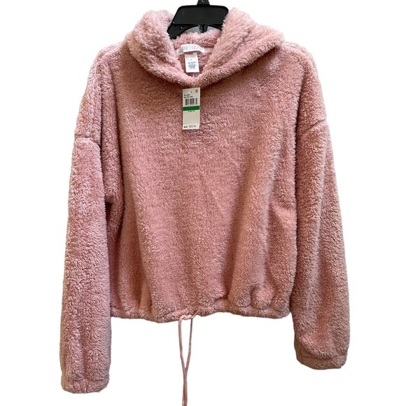 Planet Gold Loose Fleece Hoodie Silver Pink New - Picture 3 of 7